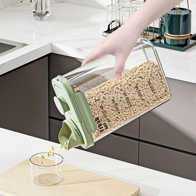 Rice Airtight Dry Food Storage Containers Plastic Sealed Holder Bin Dispenser with Pouring Spout and Measuring Cup