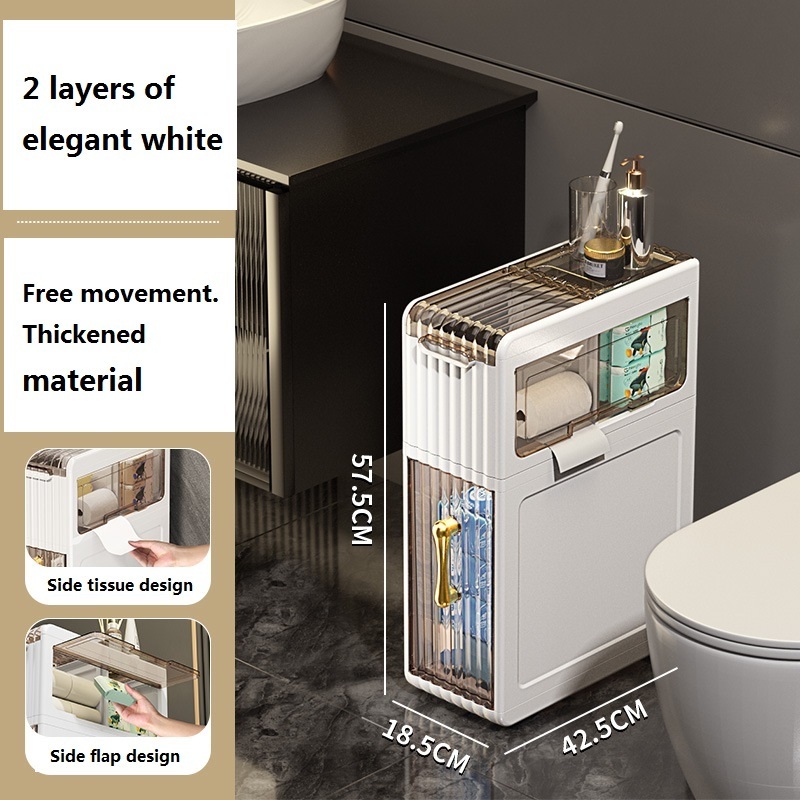 Mobile Bathroom Storage Cabinet for Small Spaces Skinny Bathroom Storage Corner Floor with 3 Layers Shelves