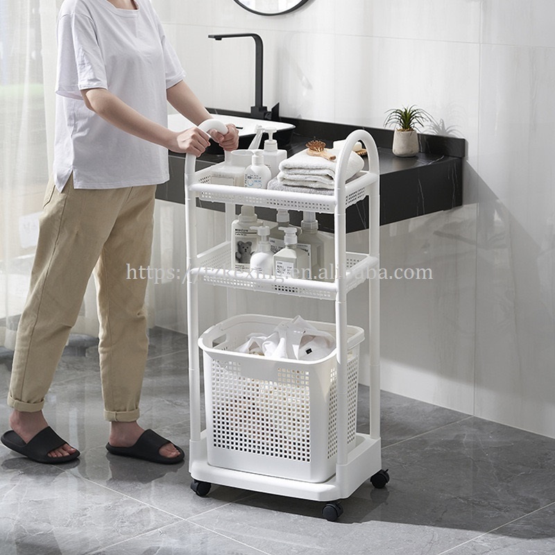 Slim Storage Cart Laundry Room Organization 3 Tier Shelf Organizer Rack for Bathroom Kitchen Small Dorm Narrow Space