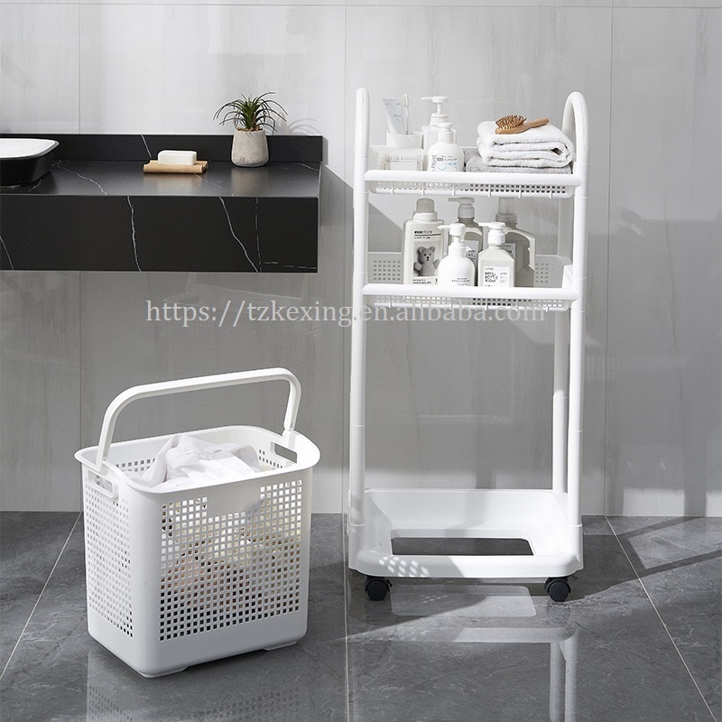 Slim Storage Cart Laundry Room Organization 3 Tier Shelf Organizer Rack for Bathroom Kitchen Small Dorm Narrow Space