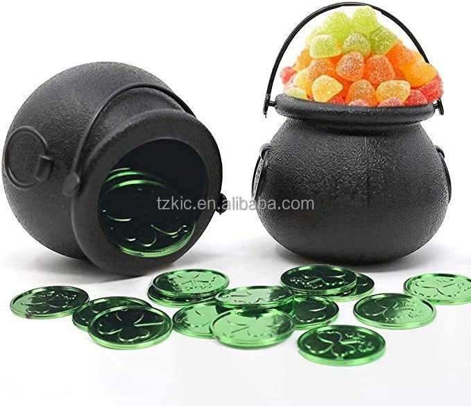 Black Plastic Halloween Witch Cauldron Candy Bucket Pail