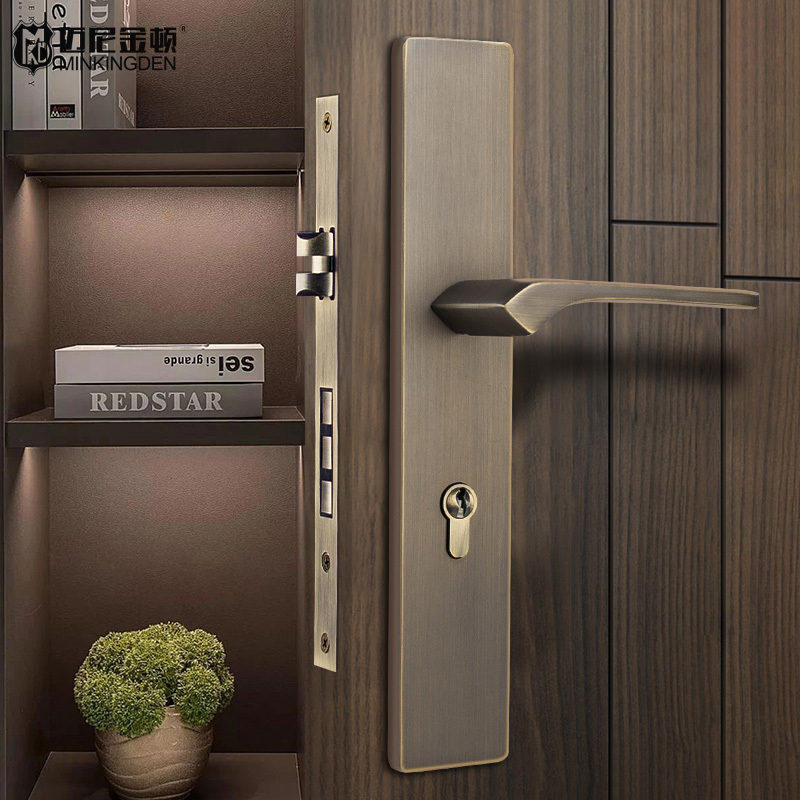 Black And Privacy Large Front Pull Luxury Solid Lever Gold Brass Door Lock Handle