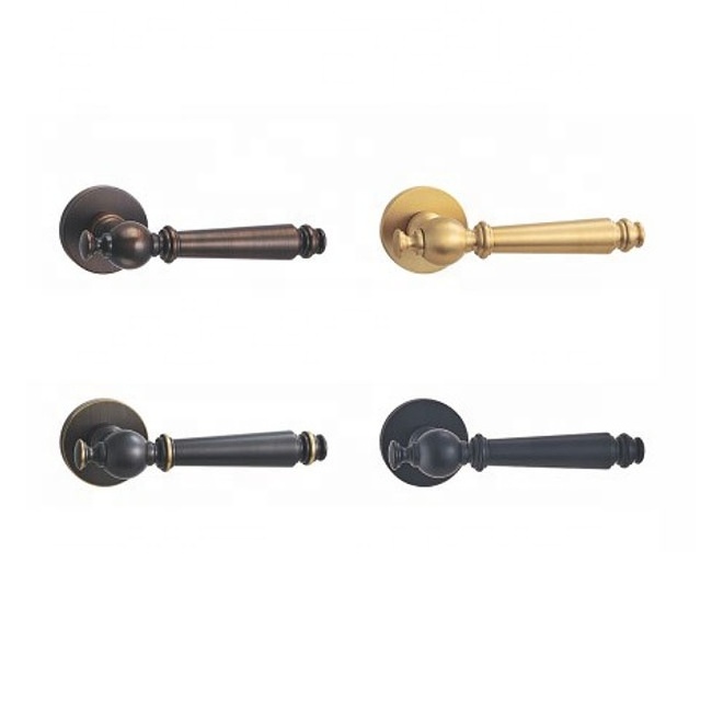 Luxury gold split pure copper solid wood door handle home bedroom fertise lever single sided door lock