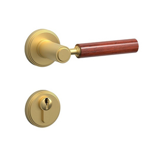 Wholesale Factory Price Interior Bedroom Wooden Brass  Smooth Round Home Decor Mortised Handle on Rose Lock Lever