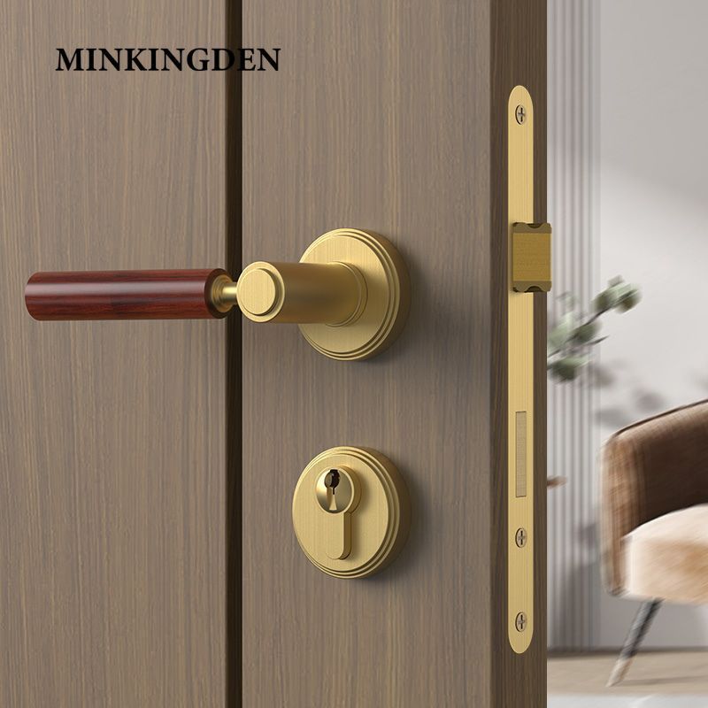 Wholesale Factory Price Interior Bedroom Wooden Brass  Smooth Round Home Decor Mortised Handle on Rose Lock Lever