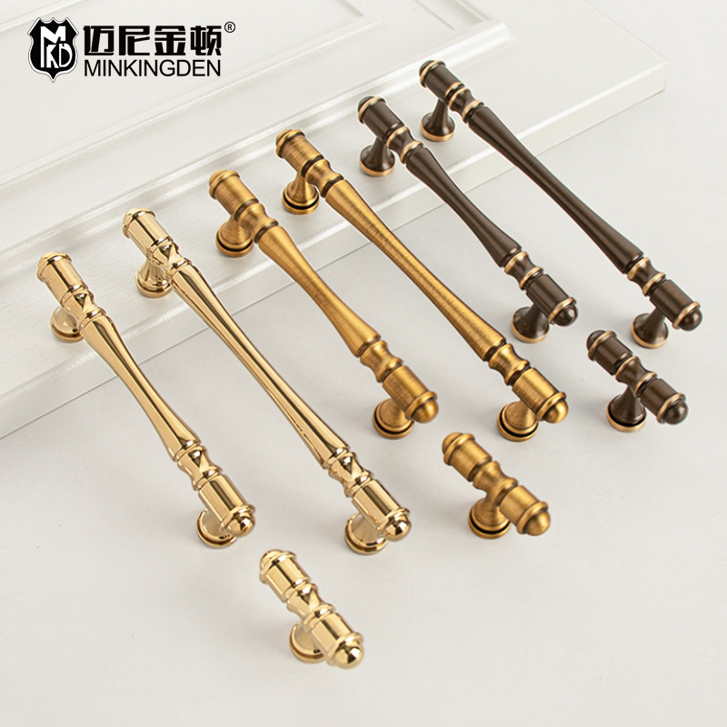 Wholesale Price Indoor Kitchen Hardware Wooden Door Cabinet Antique Brushed Brass Hexagon Knob and Wardrobe Pull Handles