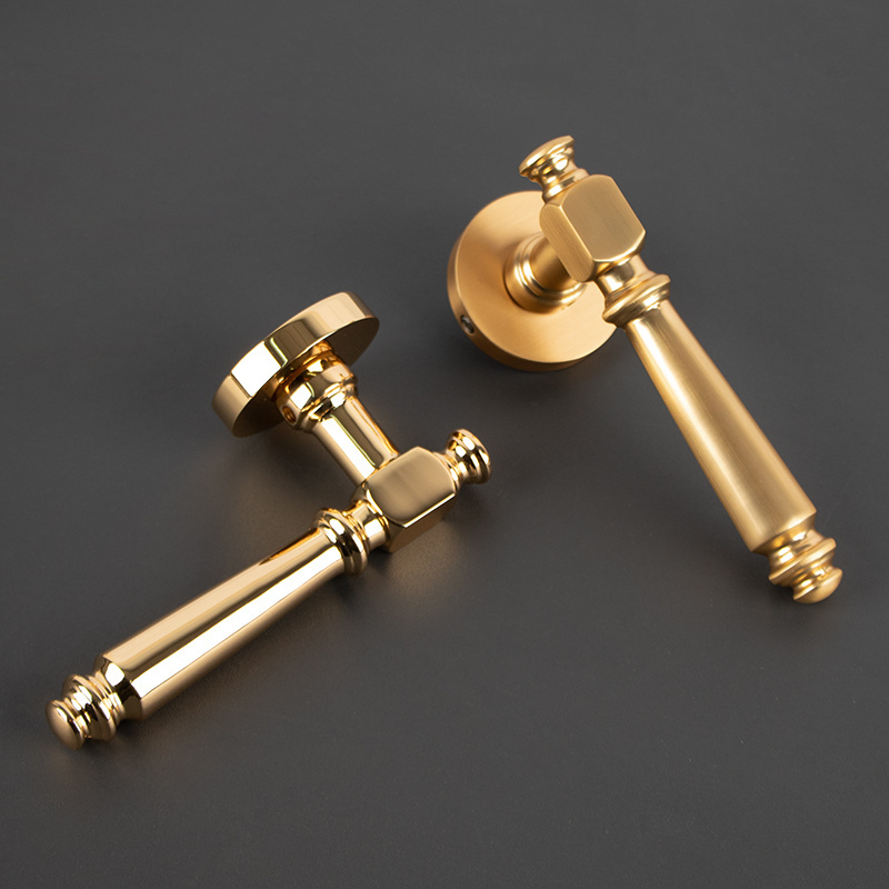 Hardware Factory OEM Zinc alloy Brushed Brass Lever Door Handles