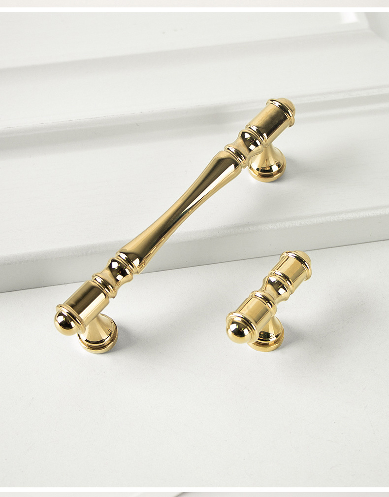 Wholesale Price Indoor Kitchen Hardware Wooden Door Cabinet Antique Brushed Brass Hexagon Knob and Wardrobe Pull Handles