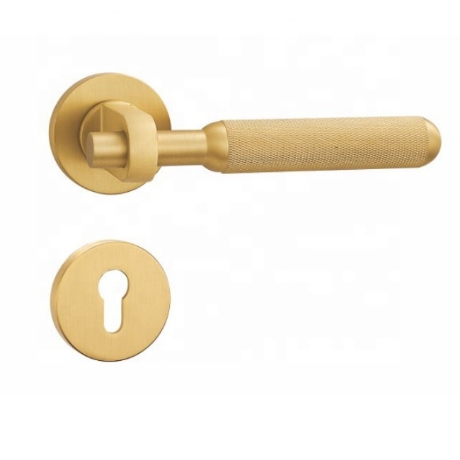 Luxury knurled gold interior door lock solid door knob bedroom lever fertise bathroom single side security door knob