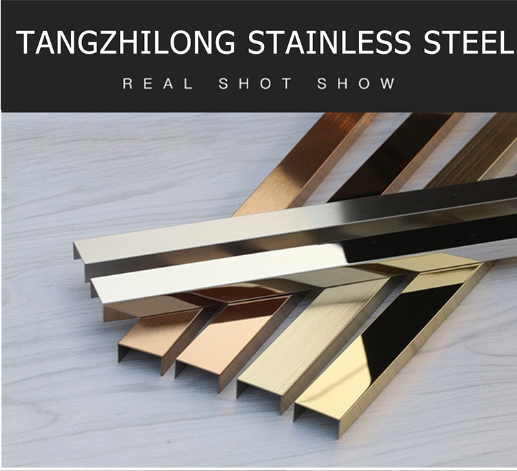 TZL 201 304 Golden Mirror Polished Stainless Steel Tile Trim Ceramic Corner Trim for Marble Edge