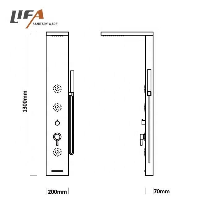 metal shower system smart multifunctional massage jets golden stainless steel shower panel