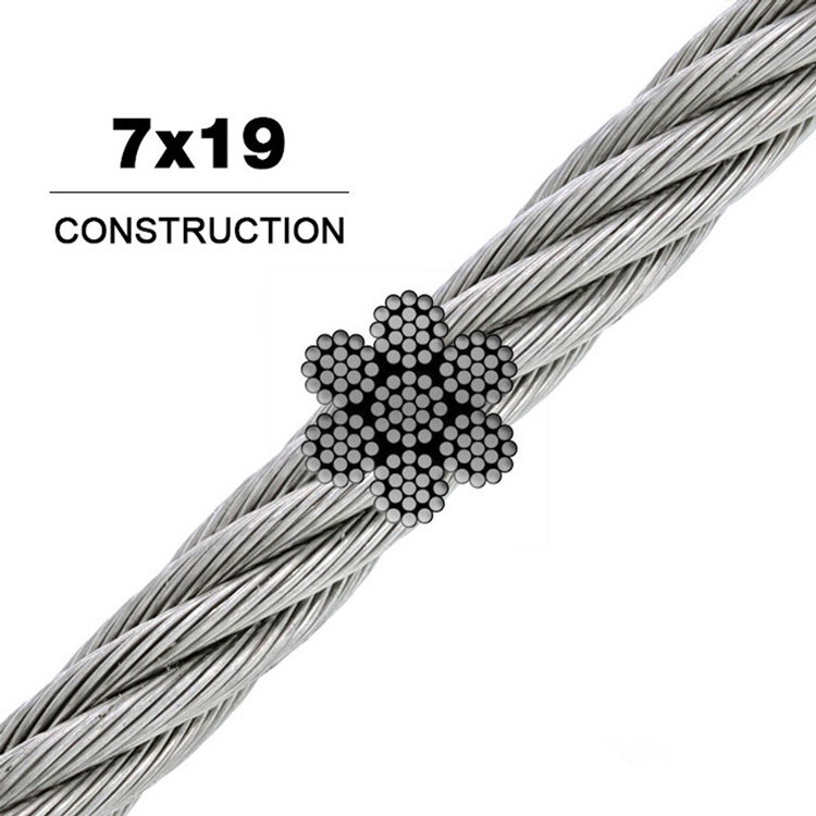 Factory Wholesale Galvanized 7 X 19  6 X 19 Stainless Steel Wire Rope for Industry and Manufacturing