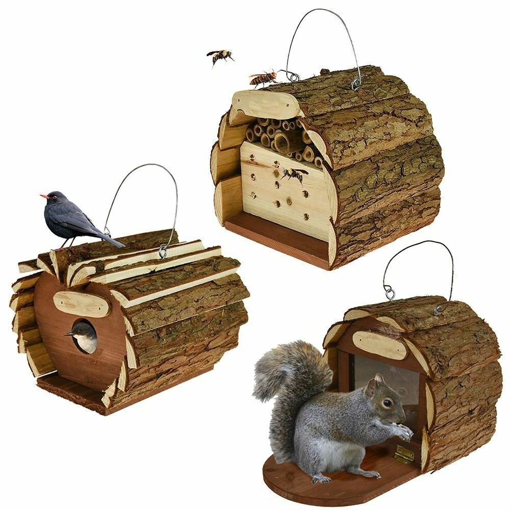 Wooden Hotel Garden Bird Squirrel Insect Bee House Nest Box Feeding Station New