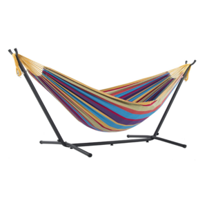 Outdoor Double Cotton Folding Portable Free Standing Hammock with Space Saving Steel Stand