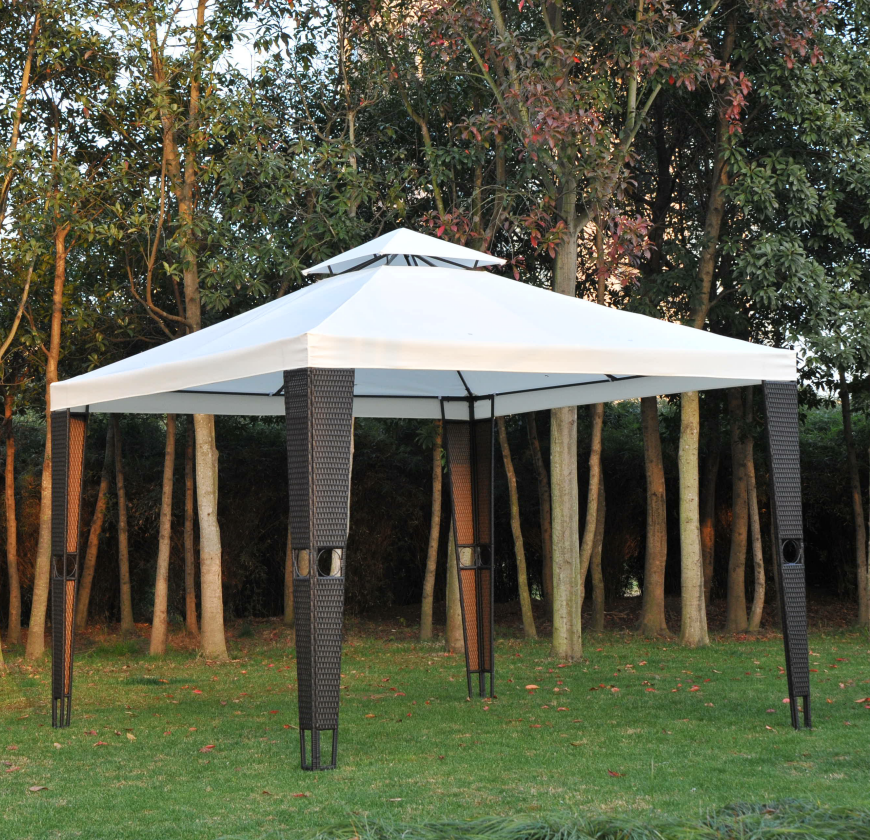 luxury outdoor weatherproof large poly PE rattan wicker gazebo Aluminum Gazebos Pavilions Canopy Tent