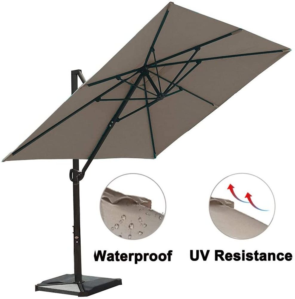 8 x 10ft Offset Patio Umbrella Rectangular Cantilever Outdoor Garden Umbrella Hanging Umbrella