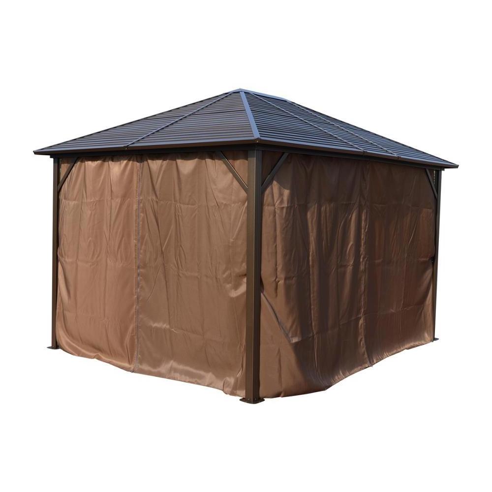 10x12 Hardtop Outdoor Garden Waterproof Aluminum Permanent Gazebo With Curtain