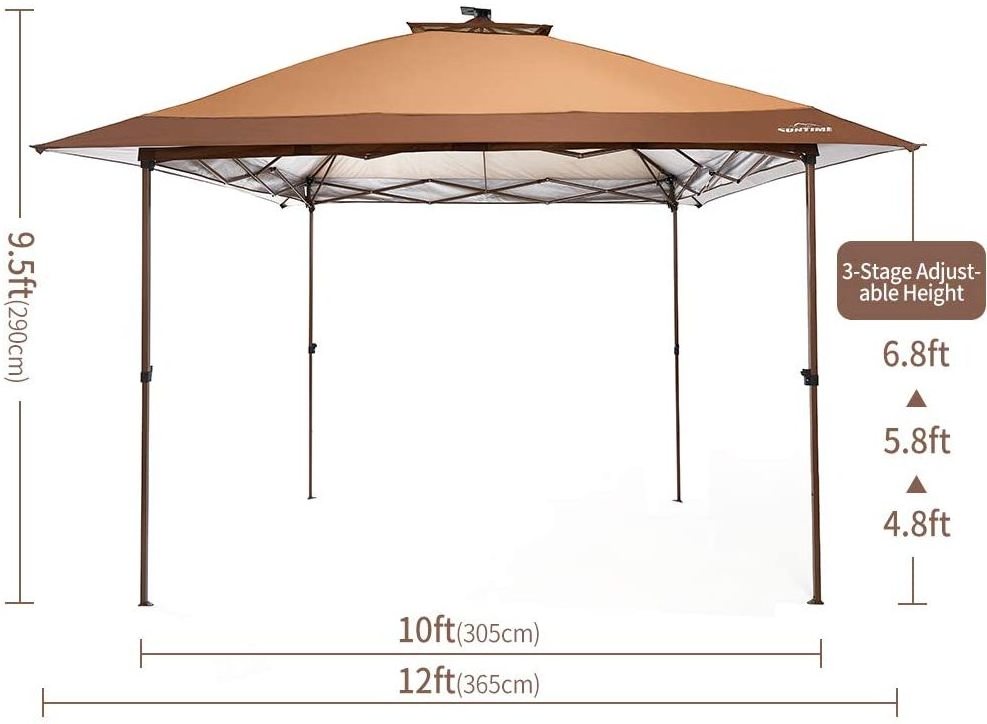 Outdoor Patio Garden Gazebo Canopy with Mosquito Netting and Solar Led Light Easy Up Pop Up Gazebo