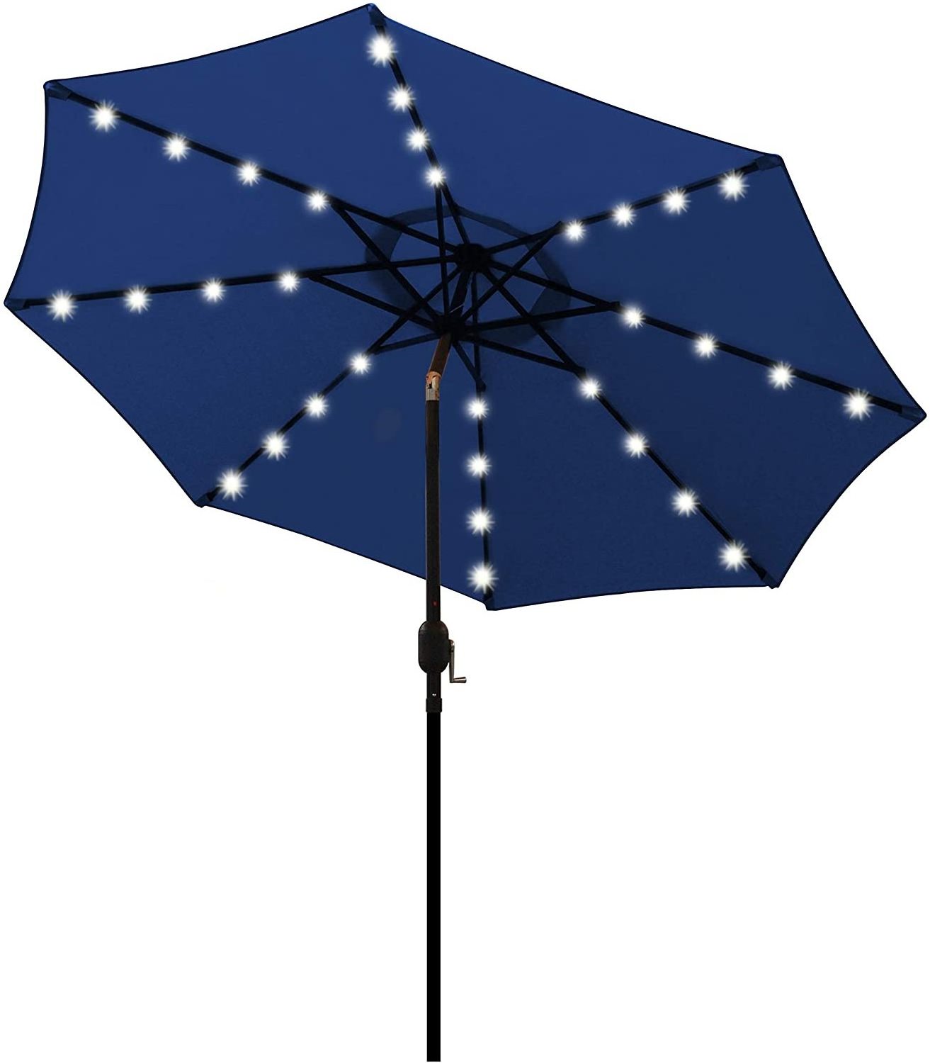 Outdoor 9 ft Solar panel charger Umbrella 32 LED Lighted Patio Umbrella Table Market Umbrella with Tilt and Crank