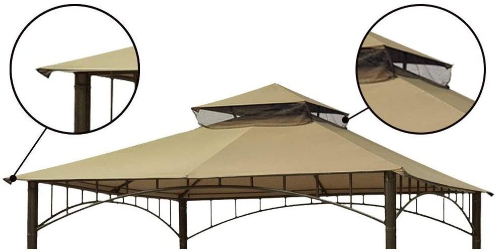 10x10 Double Tiered Gazebo Replacement Canopy Roof Top Cover