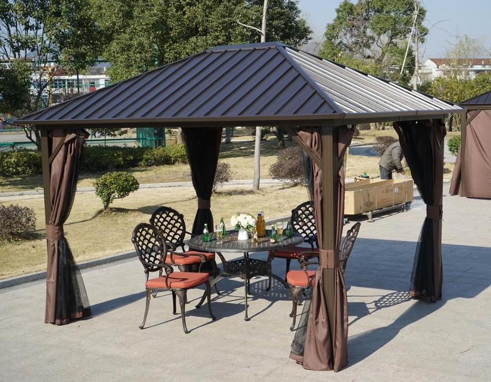 outdoor aluminium garden antirust cover gazebo with metal frame and steel roof