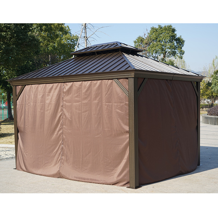 outdoor aluminium garden antirust cover gazebo with metal frame and steel roof