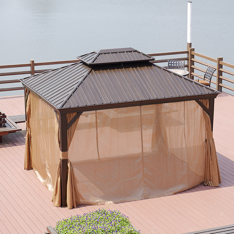 outdoor aluminium garden antirust cover gazebo with metal frame and steel roof