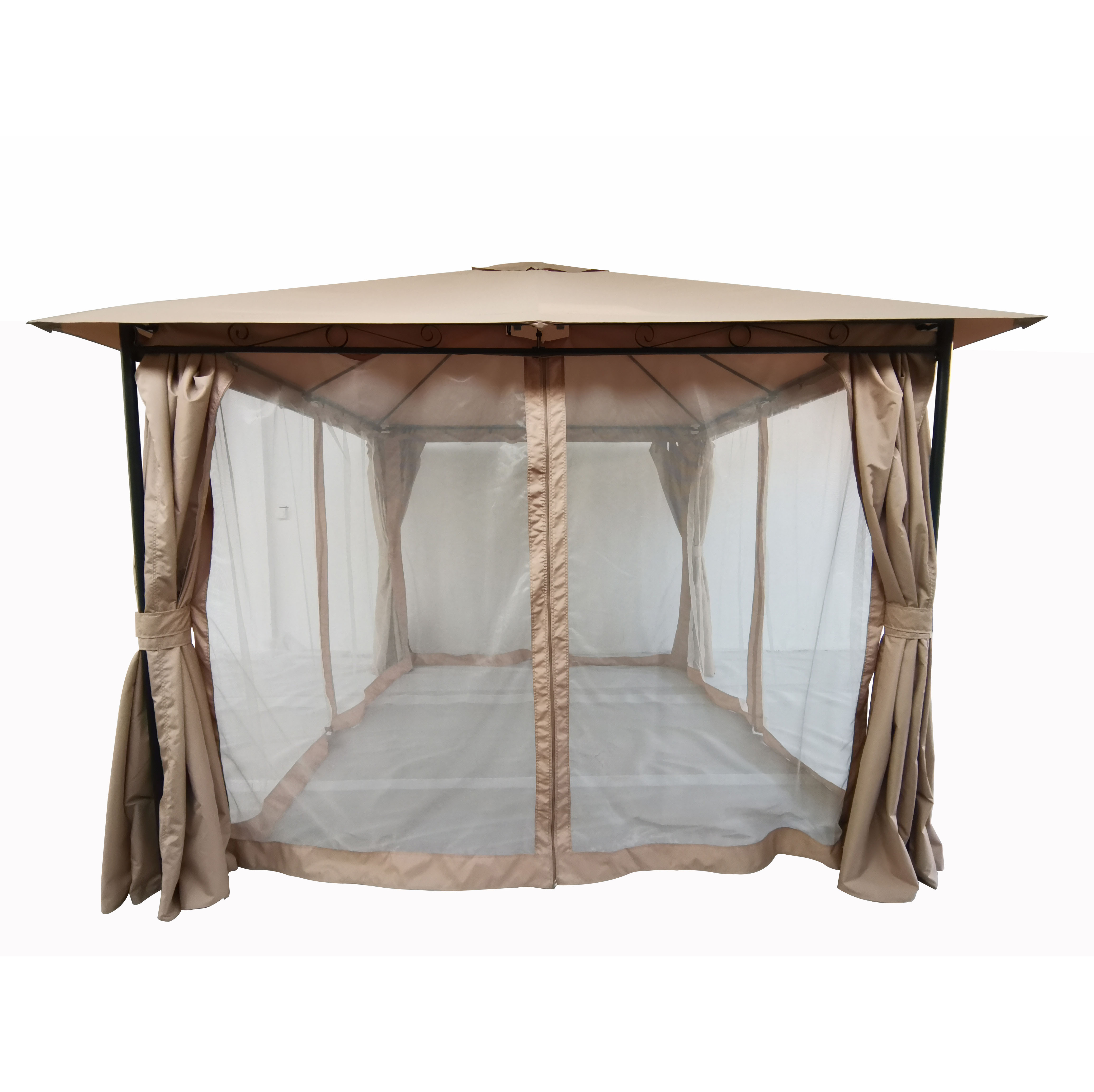 China Custom wholesale cheap steel gazebo pavilion pergola with curtains and mosquito netting