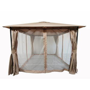 China Custom wholesale cheap steel gazebo pavilion pergola with curtains and mosquito netting