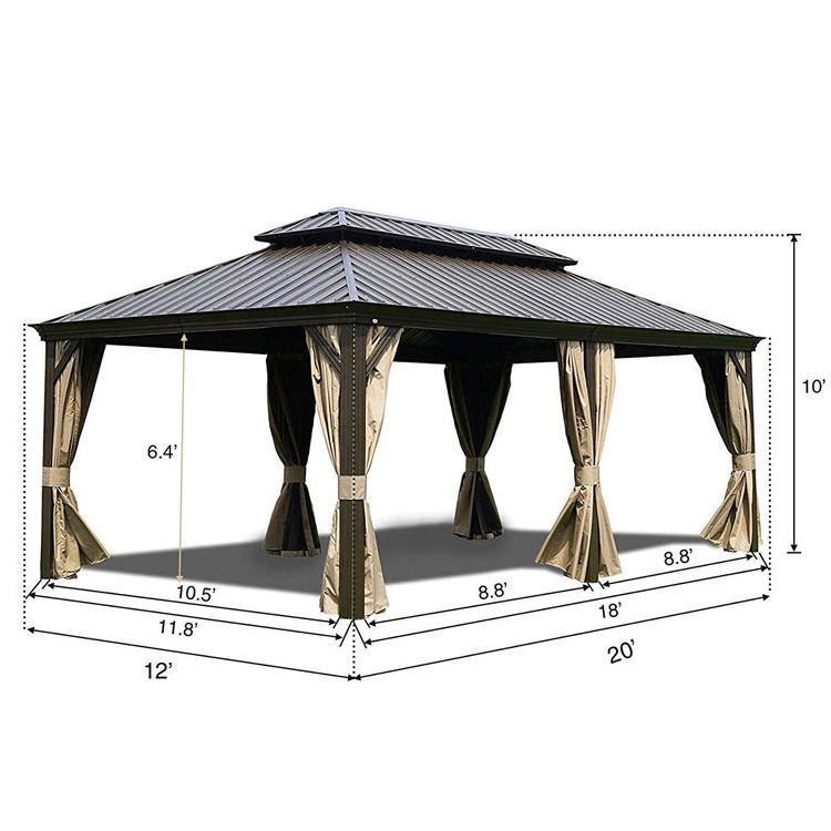 Premium Garden gazebo Sun Shed Hard top Sturdy Gazebo Pergola with roof