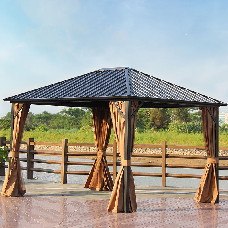 hot sale  modern aluminum pergola outdoor garden gazebo galvanized metal roof luxury aluminum hard top gazebo