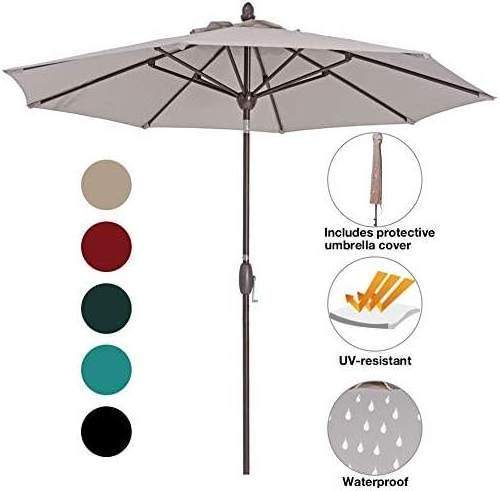 Garden Backyard sunshade Outdoor Patio Umbrella 9 ft Patio Market Table Umbrella with Push Button Tilt