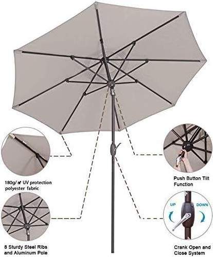 Garden Backyard sunshade Outdoor Patio Umbrella 9 ft Patio Market Table Umbrella with Push Button Tilt