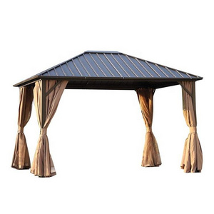 Outdoor aluminum alloy pavilion  garden waterproof and wind resistant mosquito net hardtop gazebo