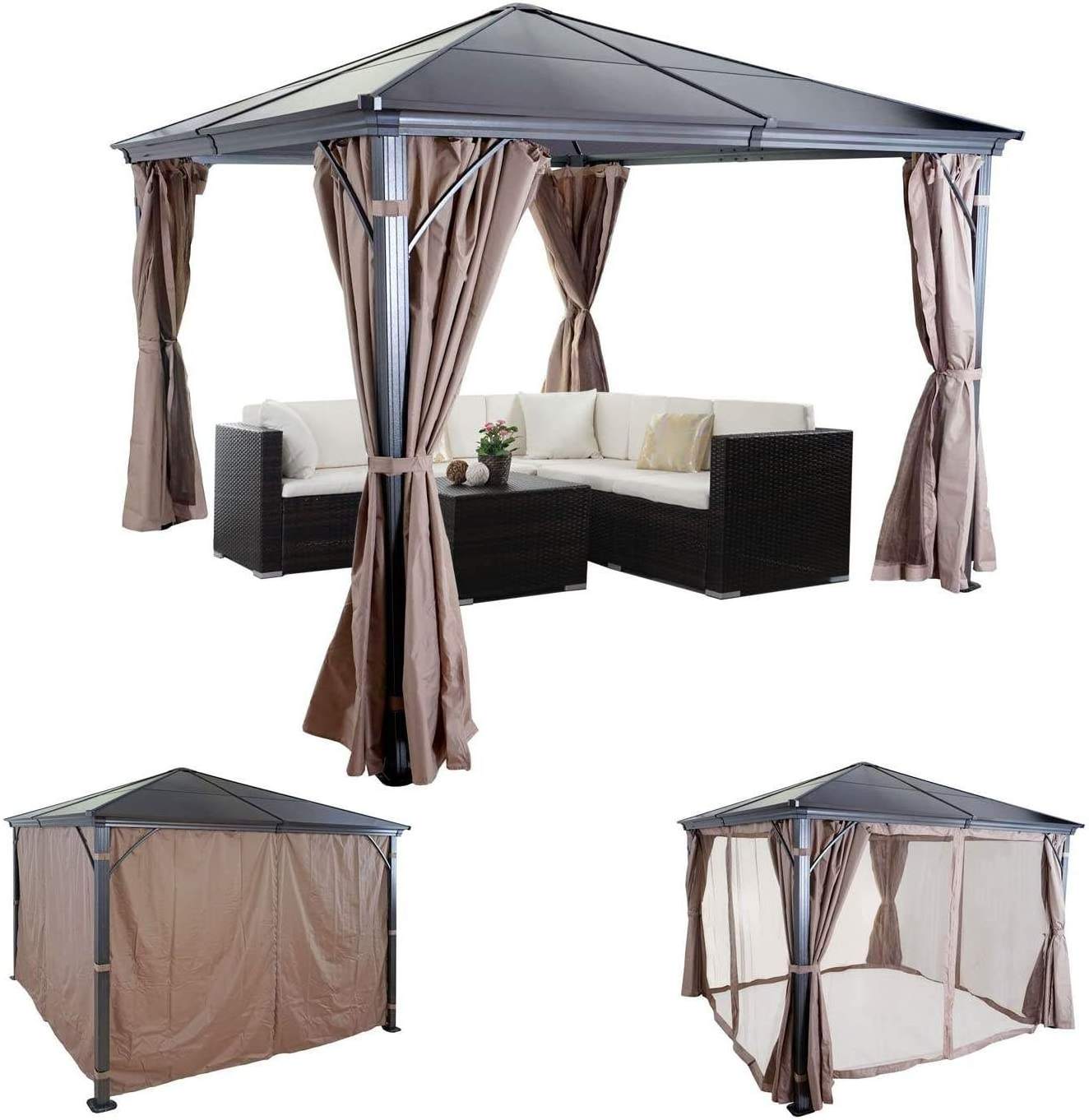 High quality gazebo with enclosing cloth enclosing gauze Outdoor courtyard leisure hardtop veranda gazebo