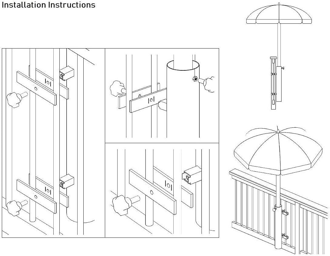 Patio Umbrella Holder Outdoor Umbrella Base and Mount Attaches to Railing Maximizing Patio Space and Shade