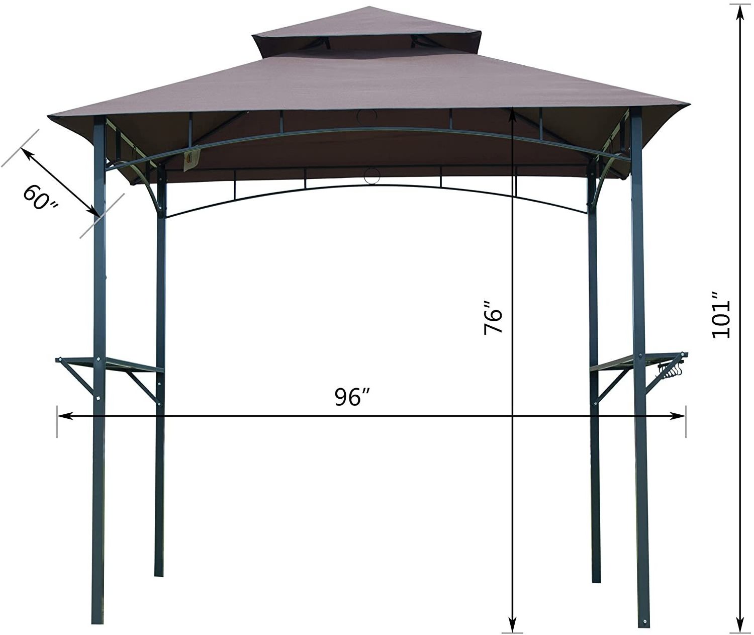 Barbecue Grill Gazebo Outdoor 2-Tier BBQ Canopy Tent Coffee Shelter