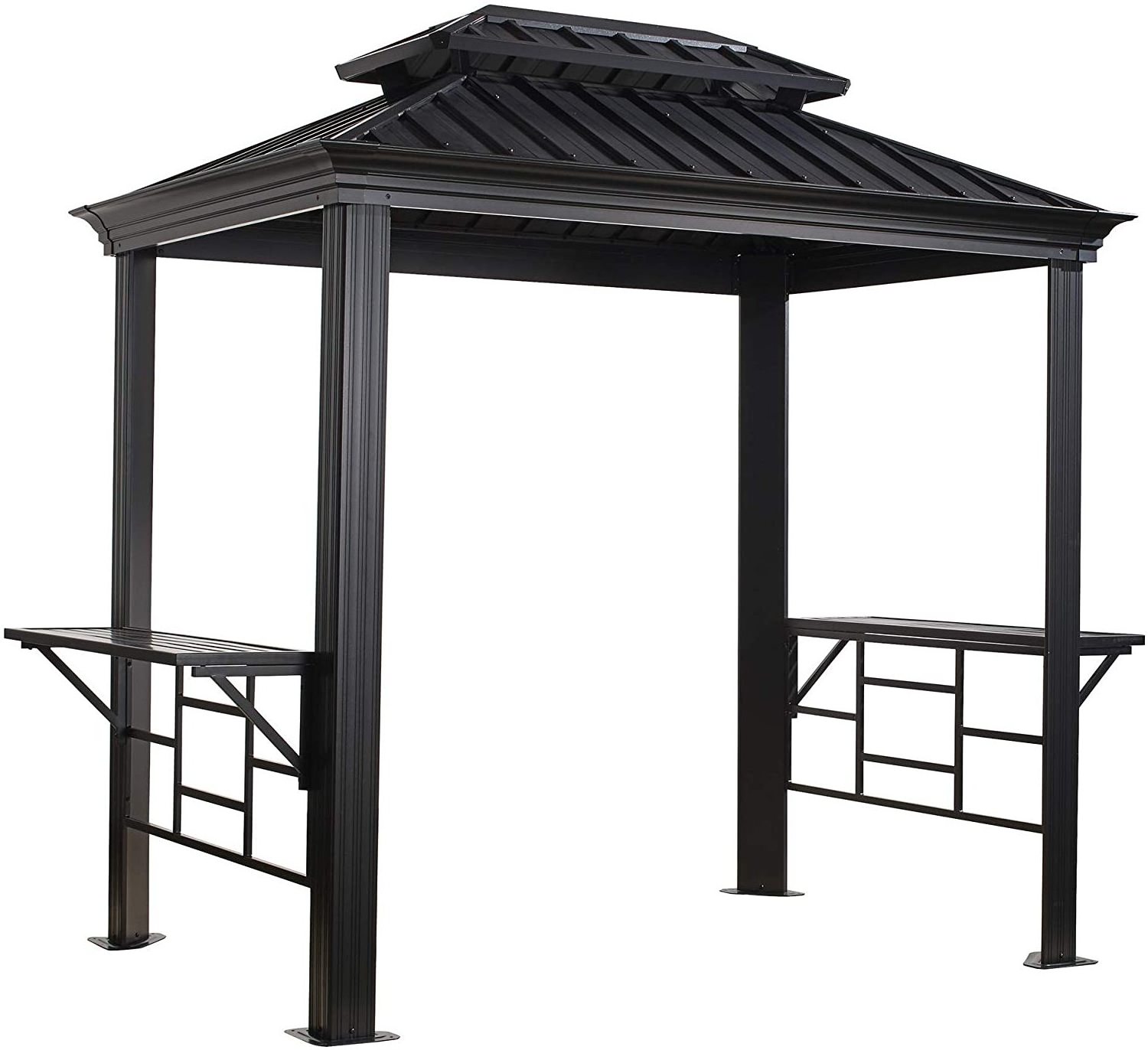 Outdoor 6x8 Messina Grill Steel Hardtop Gazebo with Shelving