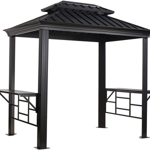 Outdoor 6x8 Messina Grill Steel Hardtop Gazebo with Shelving