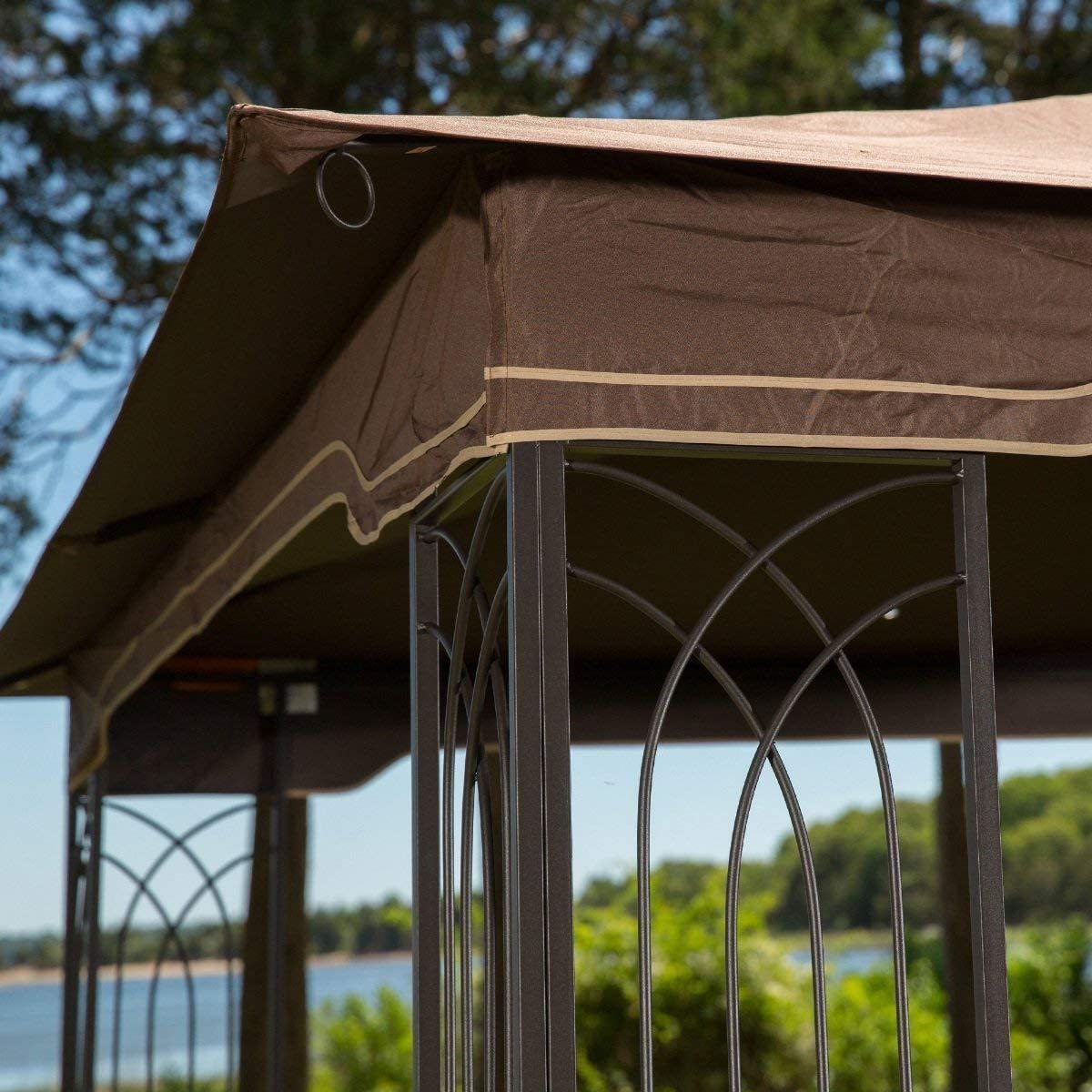 Outdoor Garden Sunshade Double Roof Steel Gazebo with Mosquito Netting