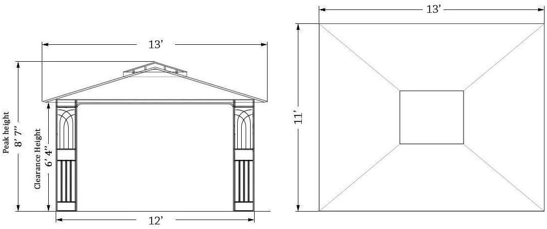 Outdoor Garden Sunshade Double Roof Steel Gazebo with Mosquito Netting