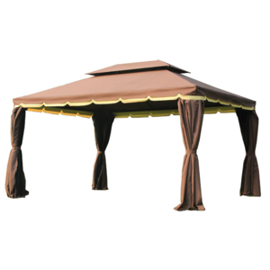 10x13 Aluminum Frame Soft Top Outdoor Patio Gazebo with Polyester Curtains and Air Venting Screens