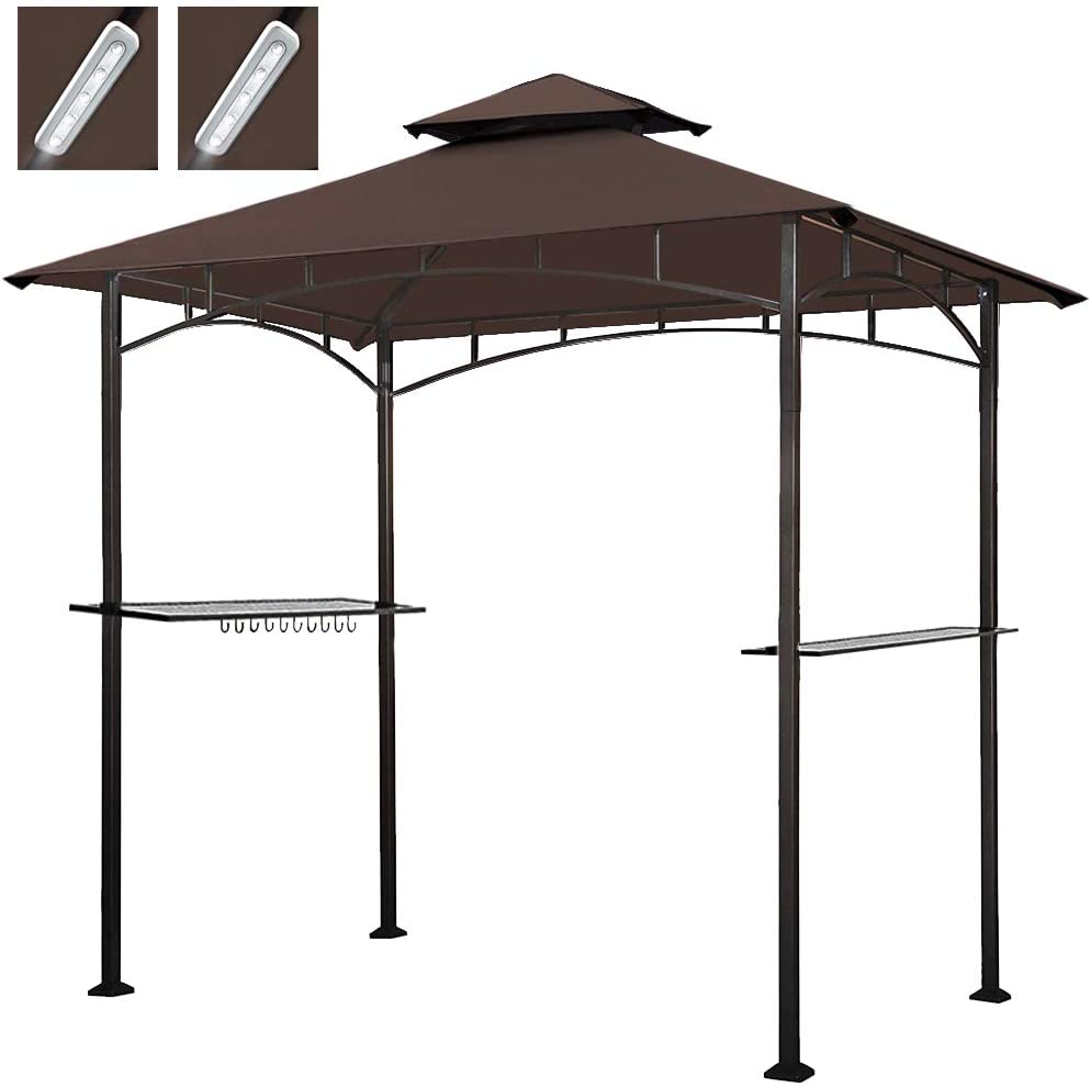 Double Tier Soft Top Canopy 8x5 Outdoor Backyard Grill Gazebo Shelter for Patio