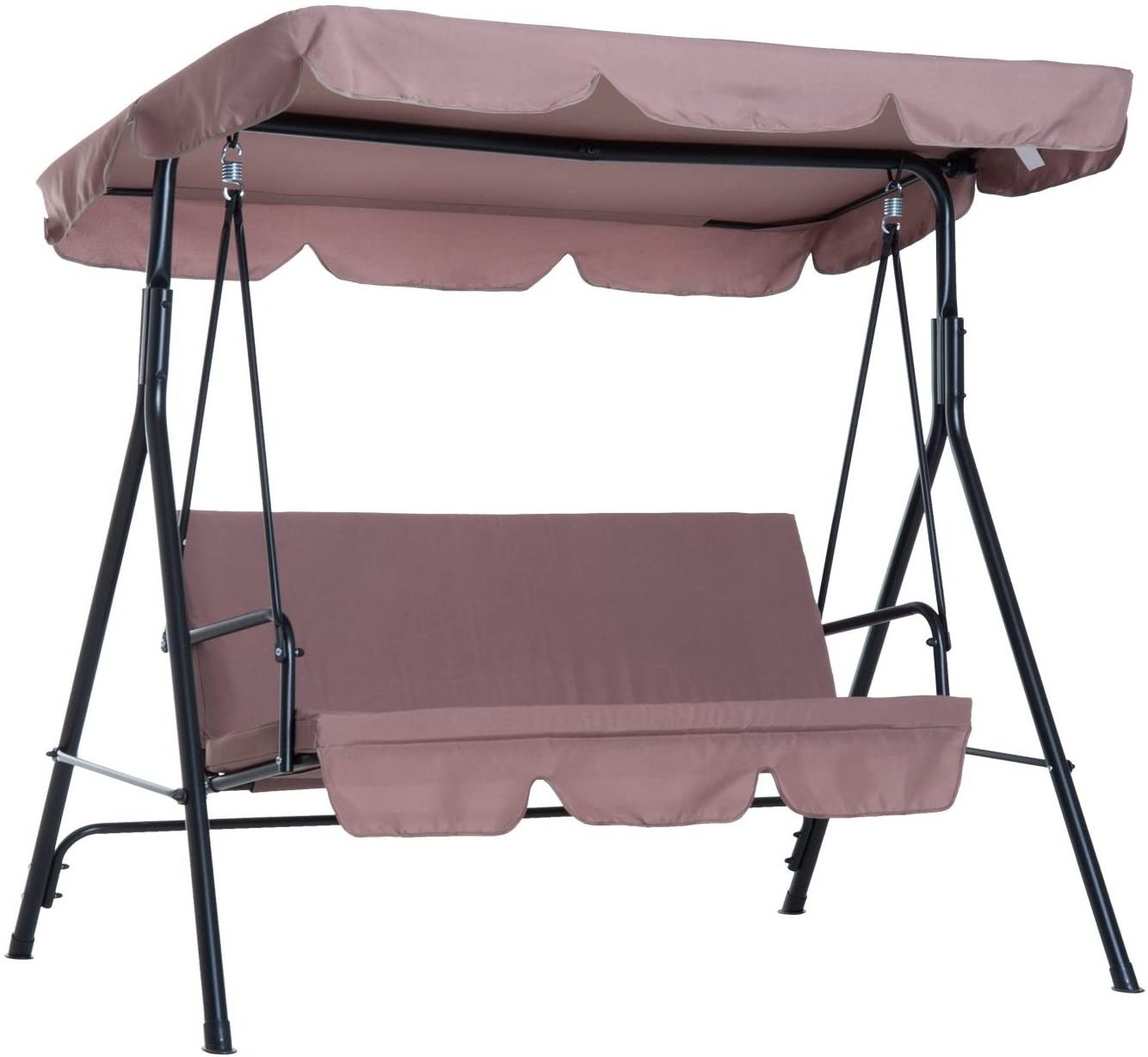 Outdoor patio Porch Lawn 3 seat cushion canopy swing Yard Glider Swing Chair with Stand