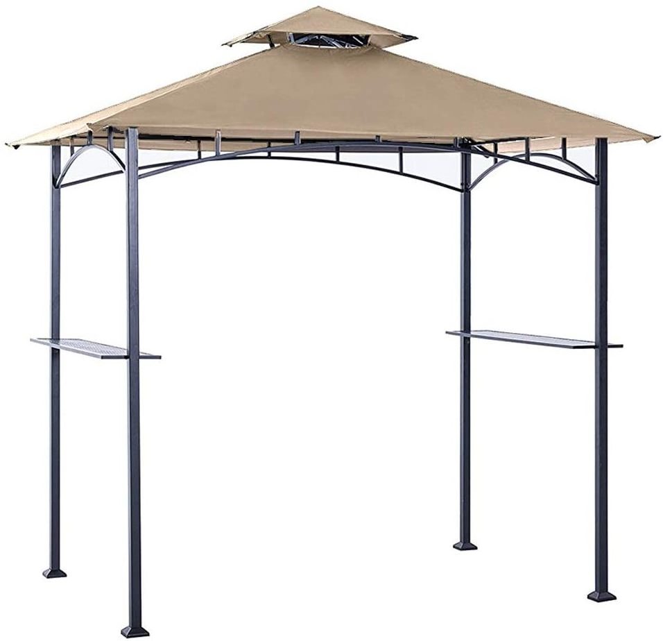 Hot Sale Outdoor Fireproof Metal Bbq Grill Gazebo Tent With Bar Shelves