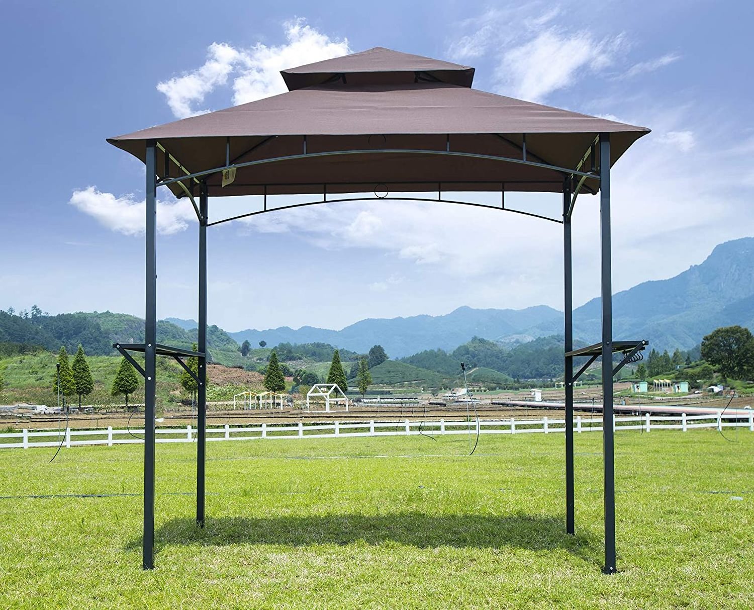 Barbecue Grill Gazebo Outdoor 2-Tier BBQ Canopy Tent Coffee Shelter