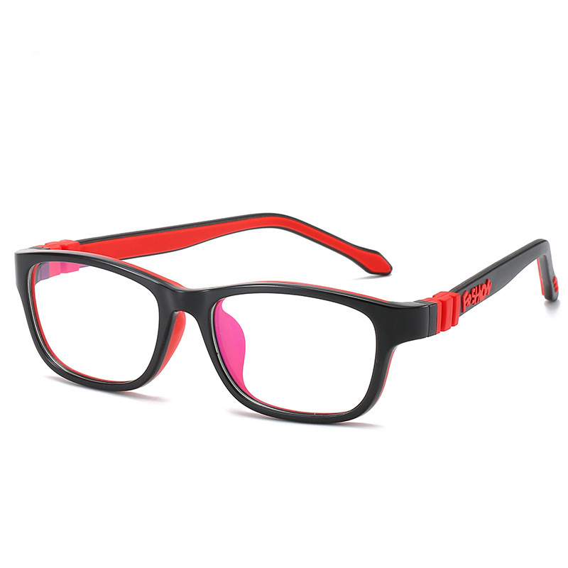 Anti-blue Light Children's Mirror Square Pupil Myopia Glasses Frame Two-color Silicone Glasses Kids Computer Glasses Child Glass