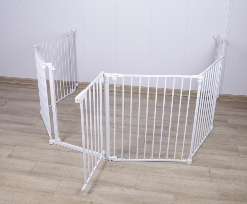 Adjustable ABS 5 panels  metal safety barrier pets safety gate fireplace gate guard fence baby metal playpen