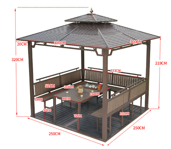 Backyard Outdoor Orangery Patio factory GreenHouse Furniture Garden gazebo Park Steel waterproof Pavilion