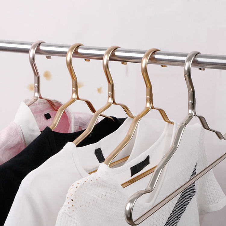 Space aluminum clothes hanger metal Anti skid design of u-sill Widening and thickening design metal coat hanger